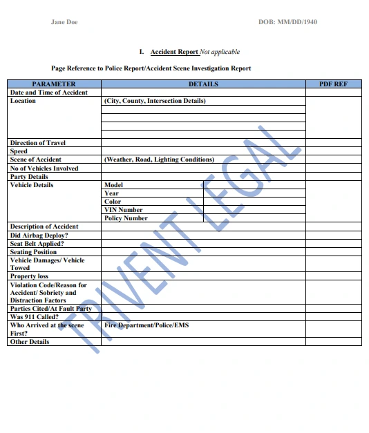Premises Liability Medical Chronology sample