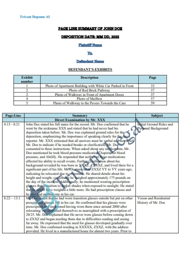 Page Line Summary