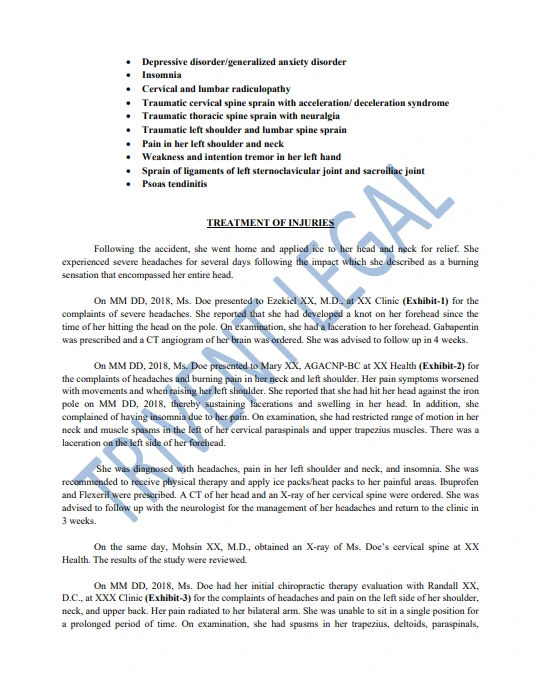 Demand Letter samples for Motor Vehicle Accident (MVA) in Personal Injury cases: